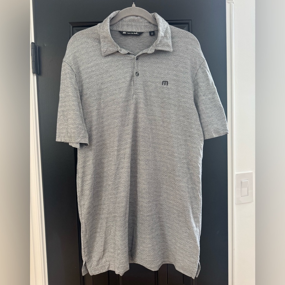 Travis Mathew Gray Dash Pattern Polo Shirt